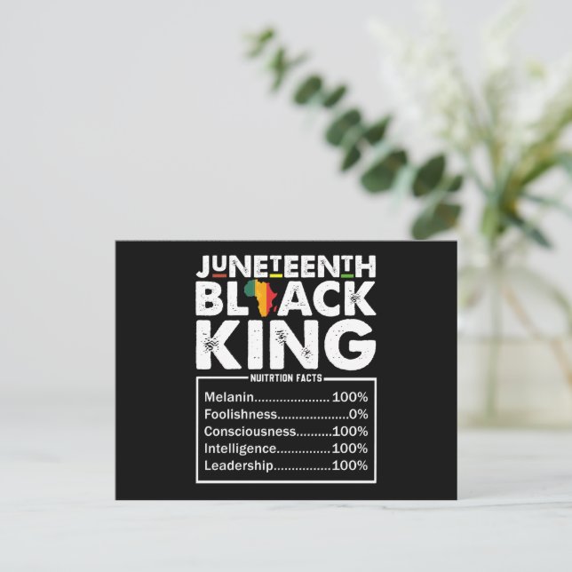 Juneteenth Black King Nutritional Facts Melanin  Postcard (Standing Front)