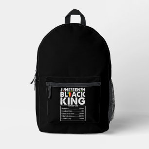 Juneteenth Black King Nutritional Facts Melanin  Printed Backpack