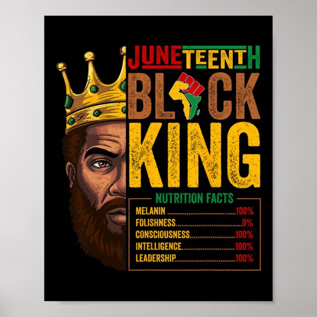 Juneteenth Black King Nutritional Facts Pride Afri Poster (Front)