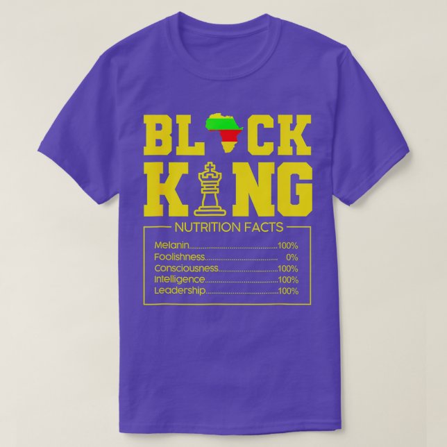 Juneteenth Black King Nutritional Facts  T-Shirt (Design Front)