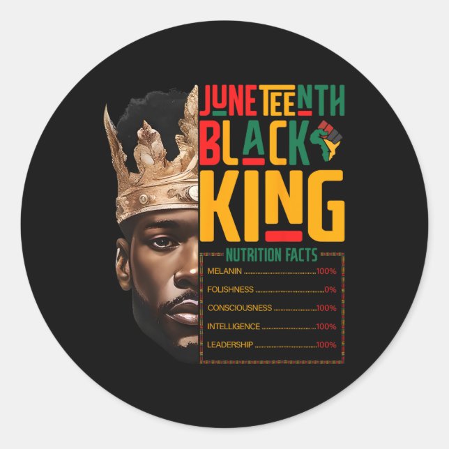 Juneteenth Black King Pride African Nutritional Fa Classic Round Sticker (Front)