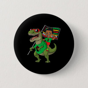 Juneteenth Black King Riding T Rex Dino Fun Boys K 6 Cm Round Badge