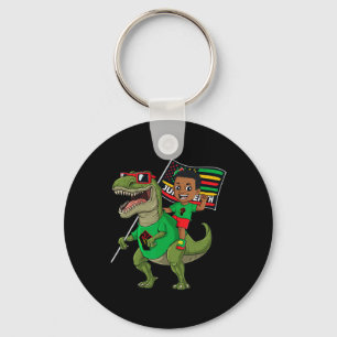 Juneteenth Black King Riding T Rex Dino Funny Boys Key Ring