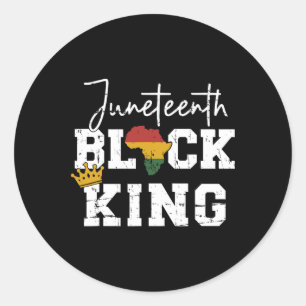 Juneteenth Black King With Pan African Map Flag Classic Round Sticker