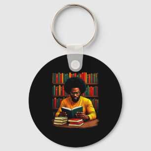 Juneteenth Black Man Reading Books  Key Ring