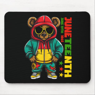 Juneteenth Black Mens Hip Hop Bear African America Mouse Pad