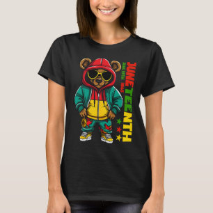 Juneteenth Black Mens Hip Hop Bear African America T-Shirt