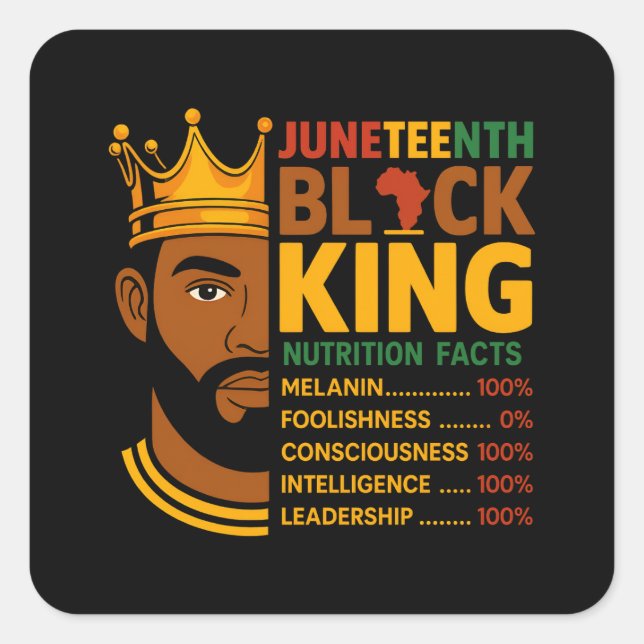 Juneteenth Black Nutrition Facts Pride African  Square Sticker (Front)