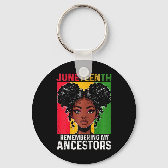 Juneteenth Black Pride Woman Remembering My Ancest Key Ring (Front)