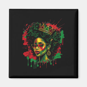 Juneteenth Black Queen Afro Melanin Woman Black Hi Magnet