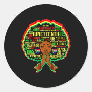 Juneteenth Black Queen Girl Magic Melanin Girl Pow Classic Round Sticker