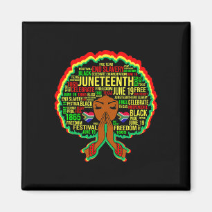 Juneteenth Black Queen Girl Magic Melanin Girl Pow Magnet