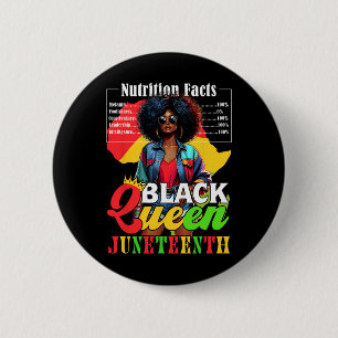 Juneteenth Black Queen History Nutritional Facts 4 6 Cm Round Badge