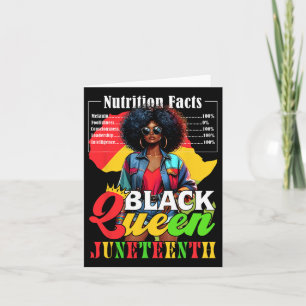 Juneteenth Black Queen History Nutritional Facts 4 Card