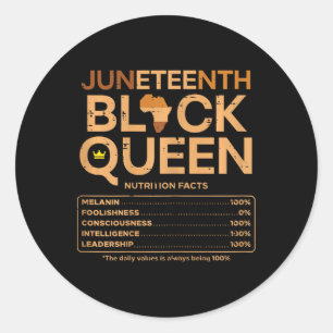 Juneteenth Black Queen Melanin Nutrition Matching Classic Round Sticker