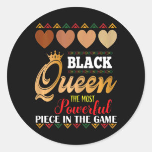 juneteenth black queen most powerful chess african classic round sticker