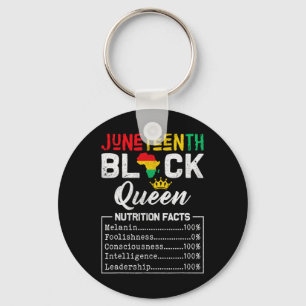 Juneteenth Black Queen Nutrition Fact 1865 African Key Ring