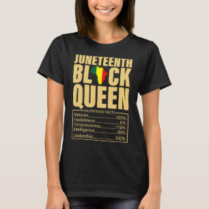Juneteenth Black Queen Nutrition Facts Black Histo T-Shirt