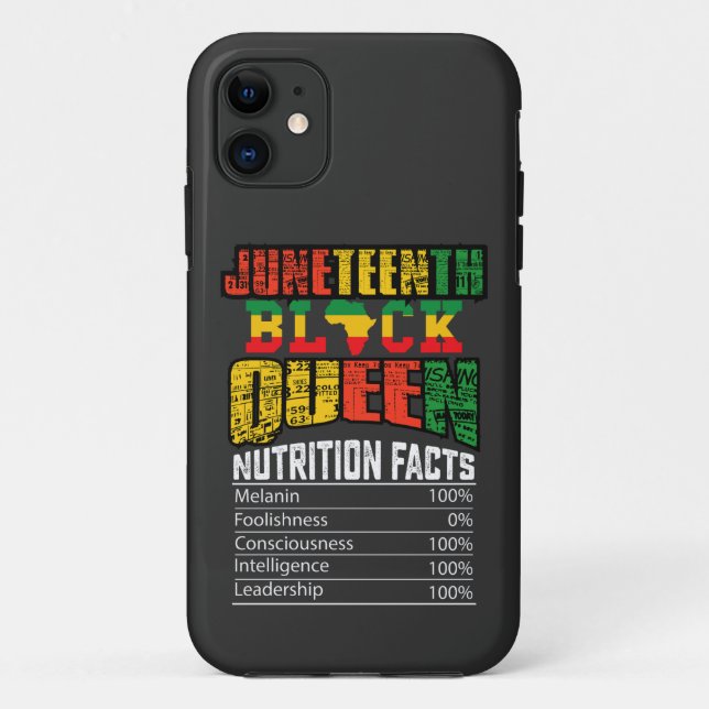 Juneteenth Black Queen Nutrition Facts Case-Mate iPhone Case (Back)