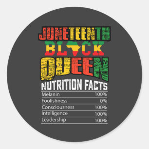 Juneteenth Black Queen Nutrition Facts Classic Round Sticker