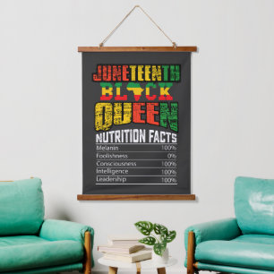 Juneteenth Black Queen Nutrition Facts Hanging Tapestry
