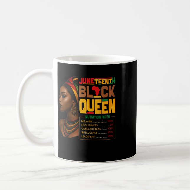 Juneteenth Black Queen Nutrition Facts Pride Afric Coffee Mug (Left)