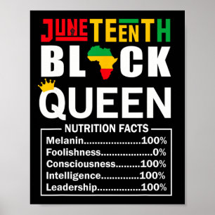 Juneteenth Black Queen Nutritional Facts Melanin F Poster