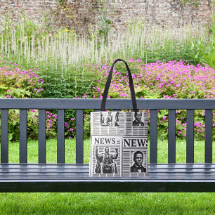 Juneteenth Black & White Newspaper print Tote Bag