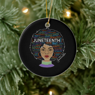 Juneteenth Black Woman Black Rights Ceramic Ornament