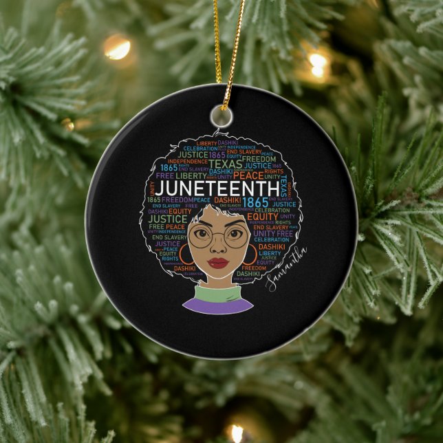 Juneteenth | Black Woman | Black Rights Ceramic Ornament (Tree)