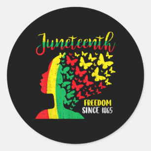 Juneteenth Black Woman Butterfly Freedom June 19th Classic Round Sticker