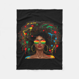 Juneteenth Black Woman Melanin Queen Colourful Art Fleece Blanket