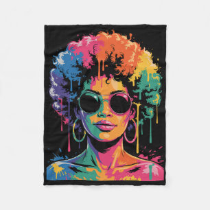 Juneteenth Black Woman Queen Afro African Melanin Fleece Blanket