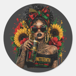 Juneteenth Black Women African American History Classic Round Sticker