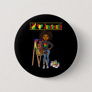 Juneteenth Black Women Melanin Peace Love Juneteen 6 Cm Round Badge