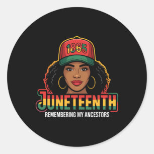 Juneteenth Black Women Remembering Ancestors Melan Classic Round Sticker
