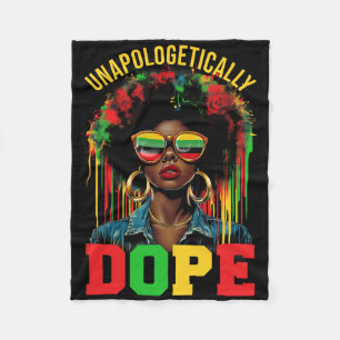 Juneteenth Black Women Unapologetically Drug Black Fleece Blanket