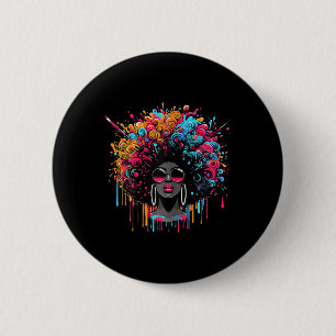 Juneteenth Black Womens Queen Afro African Melanin 6 Cm Round Badge