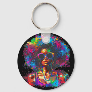 Juneteenth Black Womens Queen Afro African Melanin Key Ring