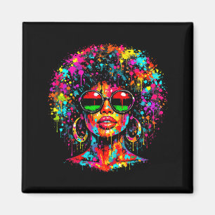 Juneteenth black womens queen dripping afro magnet