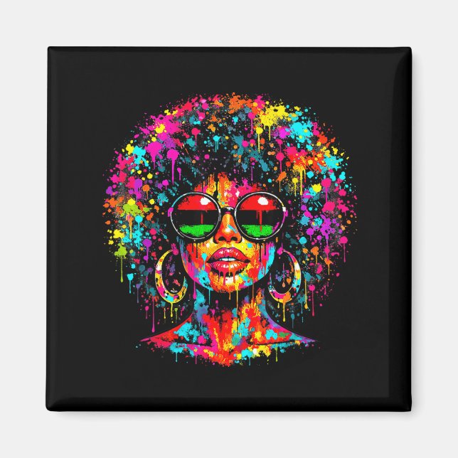 Juneteenth black womens queen dripping afro magnet (Front)