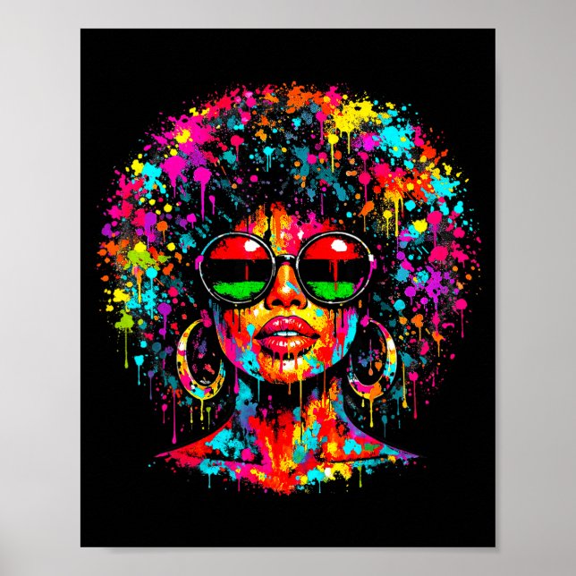 Juneteenth black womens queen dripping afro poster (Front)