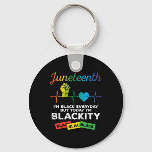 Juneteenth Blackity Black Fist Heartbeat 1865 Men Key Ring