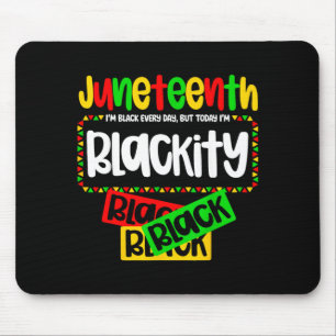 Juneteenth blackity black history afro woman black mouse pad