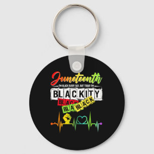 Juneteenth Blackity Heartbeat Black History Africa Key Ring