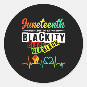 Juneteenth blackity heartbeat black history classic round sticker