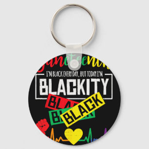 Juneteenth Blackity Heartbeat Freedom African June Key Ring