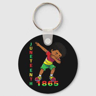 Juneteenth Boys Kids 1865 Dabbing Black African Am Key Ring