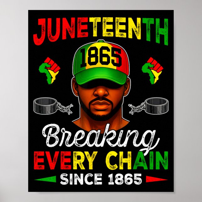 Juneteenth breaking every chain 1865 afro black poster (Front)
