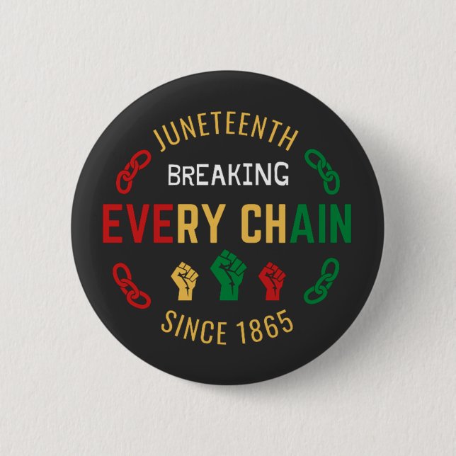 Juneteenth Breaking Every Chain  6 Cm Round Badge (Front)